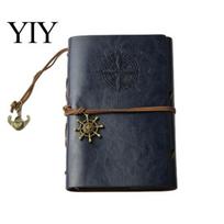 Wear-resistant Journal Faux Leather Notebook Binder, 6 Ring Loose Leaf Vintage Personal Loose-leaf Planner with Retro Steering Wheel Pendant Small tamsiai mėlyna spalva