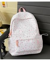 Schoolbag sweet and cool girl wind milk cream white gypsy floral backpack light and soft waxy good girlfriend travel film small backpack white