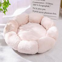 Gėlės formos augintinio lova minkštas pliušinis šunų kačių būdelė šilta patogi apvali miego lizdas mažiems vidutinio dydžio šunims katėms (Cream,40cm) kreminė