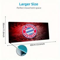 FC Bayern München pelės kilimėlis, didelis žaidimų stalo kilimėlis, neslystantis XXL pelės kilimėlis nešiojamajam kompiuteriui ir planšetiniam kompiuteriui, mini kompiuterio žaidimų kilimėlis su apsiūtais kraštais 50cmx100cm(19.6x39.4inch) red