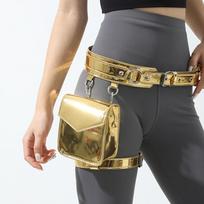 Punk Glossy Fanny Pack Goth Thigh Harness Leg Bag Portable Metallic Waist Belt Pouch  Outdoor rožinė raudona spalva