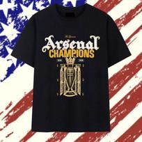 Arsenal Premier League Champions 25/26 Retro Tee - The Gunners Gold Trophy Shirt S black