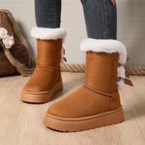 Moteriški dirbtinio kailio sniego batai, platforminiai žieminiai ankle boots moterims 36 kupranugaris
