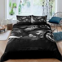 Dirt Bike Motorbike Duvet Cover Motocross Racer Bedding Set Boys Motorcycle Extreme Sports Quilt Cover Polyester Comforter Cover EU single(135x200cm) gray