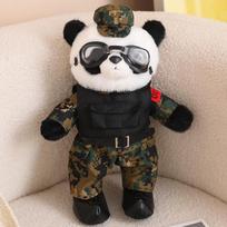 Triušis policininkas lėlė kamufliažinė lėlė kareivis panda pliušinis žaislas naikintuvo pilotas veteranas berniukas suvenyras 35cm black