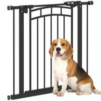 Dog Safety Gate Extendable Stair Gate Double Locking 74-80 x 76 cm Black 80 x 4 x 76 cm
