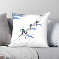Cross-country Skiing Pillowcase Polyester Linen Velvet Pattern Zip Decor Throw Pillow Case Bed Cushion Cover 30X30CM gray