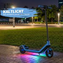 TODIMART VAIKIŠKAS ELEKTRINIS PASPIRTUKAS: 150W Variklis + 3 Greičiai + Bluetooth Garsiakalbis + Spalvoti LED Žibintai – Važiuokite su Muzika & Stiliumi! T1-blue mėlyna
