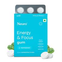NeuroGum Energy su kofeinu kramtomoji guma (9 gabaliukai) - Be cukraus su L-teaninu + Natūralus kofeinas + B12 ir B6 vitaminai - Energijos ir dėmesio papildas moterims