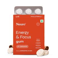 NeuroGum Energy su kofeinu kramtomoji guma (9 gabaliukai) - Be cukraus su L-teaninu + Natūralus kofeinas + B12 ir B6 vitaminai - Energijos ir dėmesio papildas moterims