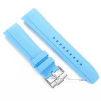 Curved End Silicone Watch Strap for Omega for Swatch for MoonSwatch 20mm 22mm Men Women Soft Rubber Sport Watch Bracelet 20mm šviesiai mėlyna spalva