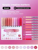 BORRENCE 120 Colors Acrylic Paint Markers Pens Set Large Ink Capacity Soft Head Direct Liquid Graffiti Painting Acrylic Markers pink