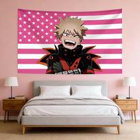 Bakugo Katsuki Juokingos Vėliavos Gobelenas Sienos Menas Asmeninis Dizainas Y2K Estetika Kambario Dekoras Sieninis Kabinamas Miegamojo Namų Dekoravimui 74x94cm(29x37in) black