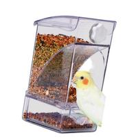 Automatic Feeding System Bird Feeder Hanging Design Prevents Food Spillage For Bird Cages Transparent PET Durable 1 beige