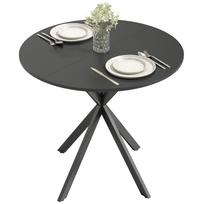 Apvalus virtuvės stalas, 80 cm, Kompaktiškas stalviršis, Medžio drožlių plokštė, Metalas, Juodas 80 x 80 x 75 cm juoda