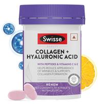 Swisse Kolagenas+ Hialurono Rūgštis su Peptidais, Vitaminu C ir E Odos Atstatymui & Regeneracijai Skatinti, Jaunatviškai & Švytinčiai Odai - 30 Tablečių (Vienas