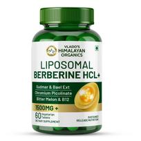 Vlado Himalayan Organics Liposominis Berberino HCL+ 1500mg+ su Piperinu, Chromu, Karčiuoju moliūgu, Bael, Gudmar ir Vitaminu B12 |Metabolizmui,