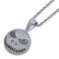 Jack Skeleton Cartoon Pendant European and American Trendy Hip Hop Micro Inlay Zircon Necklace Accessories gray