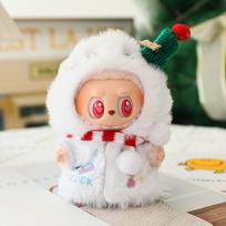 17cm Labubu lėlės drabužių rinkinys Kalėdinis pingvinas ir sniego senis pliušiniai kostiumai, šventinis vakarėlio kostiumas su aksesuarais, dovana No Dolls