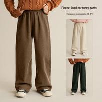 Kids' Thickened Fleece-Lined Straight-Leg Corduroy Pants 170
