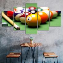 Billiards Balls Cue Stick Sports Game 5 Piece Five Panel Wall Canvas Print Modern Art Poster Picture Home Decor Gift For Him For Her 20X35 20X45 20X55CM black