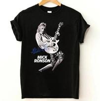 Mick Ronson groja gitara parašas trumpomis rankovėmis marškinėliai Unisex T-shirt visų dydžių Unisex T-shirt S gray