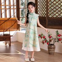 Mergaičių saldi Hanfu Cheongsam suknelė vasarai, Vaikų princesės Cheongsam stiliaus tradicinė kinų suknelė 110 white