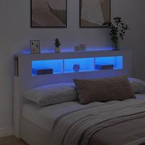 Vidaxl Lova su LED galvūgaliu, Balta, 180X18,5X103,5 Cm