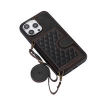 Applicable to iphone16 rhombus messenger card bag, mobile phone case, Samsung S25 wallet, mobile phone case, women's back strap case A56. samsung s25/s24 universal gray