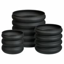 Metaliniai vazonai „Black Round“, 3 vnt. rinkinys