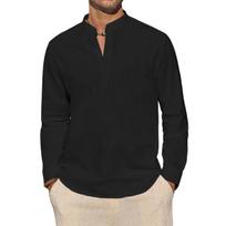 Men's Long Sleeve T-Shirts Casual Lightweight Breathable Henley Neck Solid Color Tops Hawaiian Vacation Beach Style Button Polo US S 50-60 KG juoda