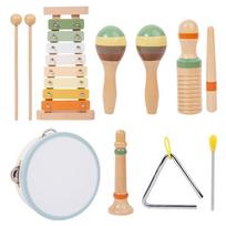 Montessori 6-in-1 Wooden Percussion Set - Music Discovery Kit for Toddlers 1-3 | Xylophone, Shakers, Sensory Toys & Gift beige