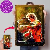 BILLY JOEL Tinplate Poster Customized Wall Art Retro Vintage Metal Signs for Fans Decoration Garage Decorations Home Decor Items 20x30cm（7.8x11.8inch） red