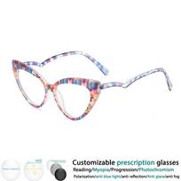 Colorful Cat Eye Glasses Women Fashion Rainbow Classic Women Anti Blue Light Eyewear Clear Lens Glasses Frame Optical Frame gray