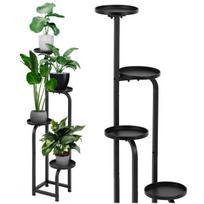 Springos metalinis augalų stovas, 4 pakopų, matinės juodos spalvos, 22,5 x 22,5 x 117 cm