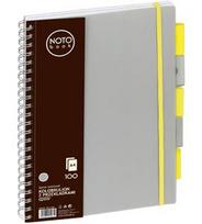 Bloknotas NOTOBOOK, Grand, A4, langeliais, 100 lapų, 80gsm, su spirale šone, pilkos sp. plastikinis viršelis