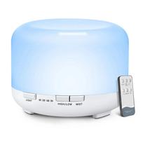 500ML Aroma Diffuser Wood Grain Color, 5V 2A Essential Oil Aromatherapy Diffuser Humidifier with Remote Control  for Home Office gryna balta spalva