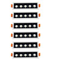 Linear LED Recessed Lighting 12W | Concealed COB Spotlight Cool White | 5-LED Laser Blade Downlight | Non-Dimmable | Pack of 6 balta