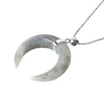 Natural Stone Crescents Moon Pendant Necklace Natural Stone Crescents Moon Pendant Necklace Clavicle Chain for Women gray