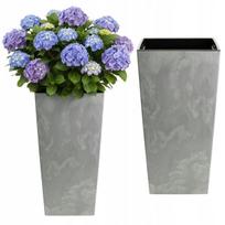 Aukšta stačiakampė vazona su įdėklu, pilka betono imitacija, 75cm