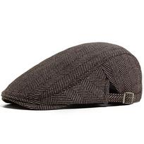 Retro Herringbone Lvy Caps Casual Flat Beret For Men Autumn Winter Newsboy Cap Fashion British Style Gatsby Hat With Adjustable šviesios kavos spalvos