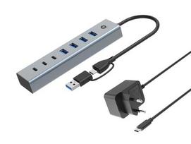 Conceptronic 7-Port USB 3.0/C Adapter - 4x USB 3.0 + m. Network gr
