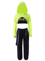 Kids Girls Hip-Hop Street Dance Clothes Outfits Vest Tops Cargo Sweatpants Net Cover Up Modern Teens Girls Streetwear 13-14 Years balta