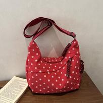 Korean Polka Dot Hobo Crossbody Bag For Women Casual Corduroy Shoulder Bag With Zipper Multi-pocket Versatile Daily Commute Bag žalia