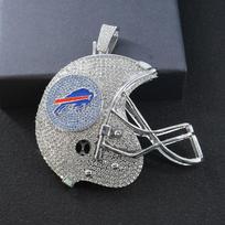 Buffalo Bills Football Helmet Alloy Pendant Personalized Sports Necklace gray