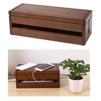 Cable Management Box, 14.8x5.6x4.8inches, Wood Case, Cord Organizer for Desk TV Computer USB to Cover and Hide & & Cords šviesiai ruda spalva