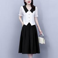 Aige Women's Elegant Slimming Summer A-line Dress XL juoda
