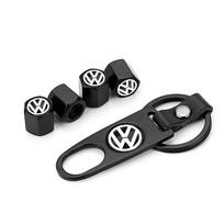 Automobilio padangos vožtuvo dangtelis su veržliarakčio raktų pakabuku Volkswagen B7 B6 B5 Golf 4 5 6 Polo Passat CC Jetta Mk6 Tiguan Gol Cross black
