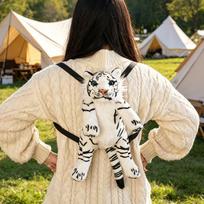 1 vnt. 40 cm simuliacinis tigro ir leopardo pliušinis kuprinės žaislas, minkšta kimštas gyvūno lėlė, dekoratyvinė rankinė, vaikų gimtadienio dovana white