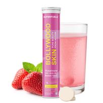 SUPERFUELS Bollywood Skin 500mg L-glutationo tabletės su HLA ir ALA | Švytinti oda ir plaukai | Vitaminas C, E, NAC ir biotinas | Braškių skonis | Ne